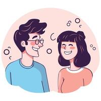 Smiling couple talking and looking to each other vector