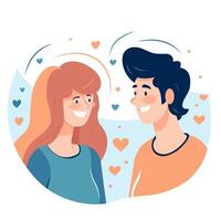 Smiling couple talking and looking to each other vector