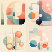 Geometric style illustration simple shapes and curves vector