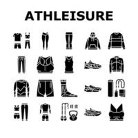 athleisure clothing fashion icons set vector