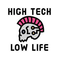 high tech low life cyberpunk color icon illustration vector