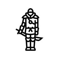 street samurai cyberpunk line icon illustration vector