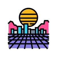 synthwave cyberpunk color icon illustration vector