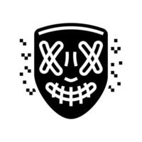 hacker máscara cyberpunk glifo icono ilustración vector