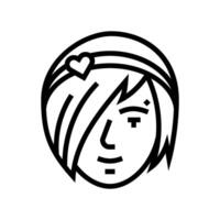 hembra emo avatar línea icono ilustración vector