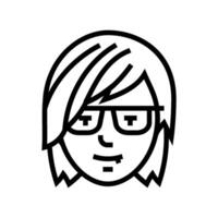 female avatar emo line icon illustration vector