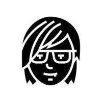 hembra avatar emo glifo icono ilustración vector