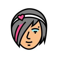 hembra emo avatar color icono ilustración vector