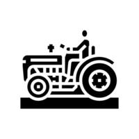tractor granjero glifo icono ilustración vector