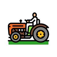 tractor granjero color icono ilustración vector