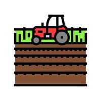 tractor field color icon illustration vector