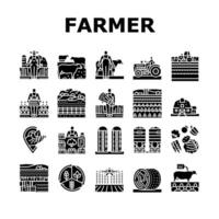 farmer farm agriculture field man icons set vector