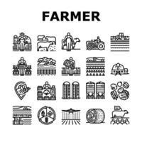 farmer farm agriculture field man icons set vector