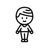 chibi character boy line icon illustration vector