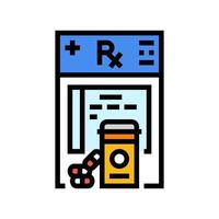 prescripción drogas medicamentos color icono ilustración vector