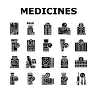 medicines pharmacy health medical icons set vector