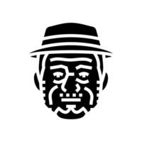 elderly old man avatar glyph icon illustration vector