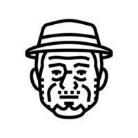 elderly old man avatar line icon illustration vector