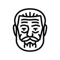 old man avatar line icon illustration vector