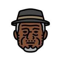 elderly old man avatar color icon illustration vector