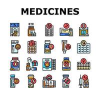 medicines pharmacy health medical icons set vector