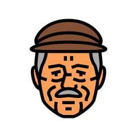 pensionista antiguo hombre avatar color icono ilustración vector