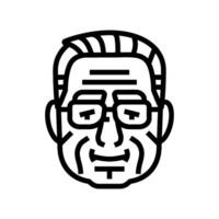 senior old man avatar line icon illustration vector