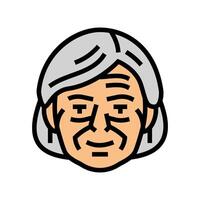 old woman avatar color icon illustration vector