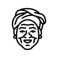 pensioner old woman avatar line icon illustration vector