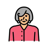 pensionista antiguo mujer color icono ilustración vector