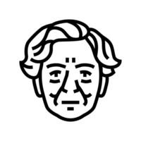 elderly old woman avatar line icon illustration vector