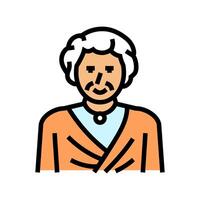 senior old woman color icon illustration vector