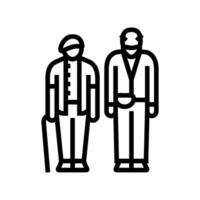 couple senior old woman man line icon illustration vector