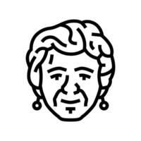 adult old woman avatar line icon illustration vector