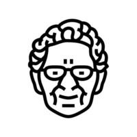 senior old woman avatar line icon illustration vector