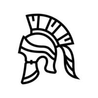 casco batalla espartano romano línea icono ilustración vector