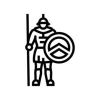 warrior soldier roman greek line icon illustration vector