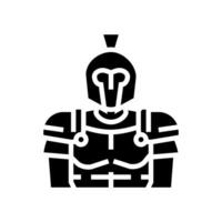 gladiador soldado romano griego glifo icono ilustración vector