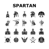 spartan warrior helmet roman icons set vector