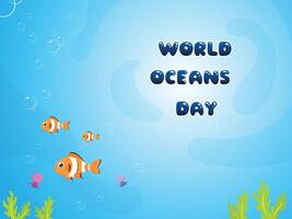 animal in blue sea world oceans day illustration design vector