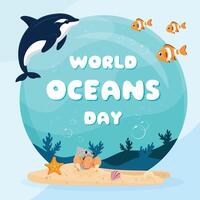 azul mar submarino mundo océanos día frontera dibujos animados gráfico ilustración diseño vector