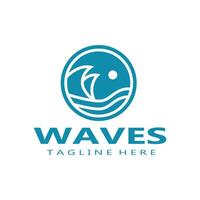 water wave logo, beach waves, sea, design vector