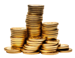 gold coins isolated on transparent background png