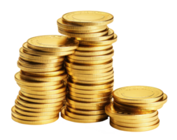 gold coins isolated on transparent background png