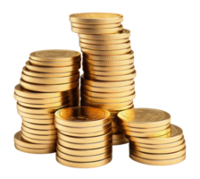 gold coins isolated on transparent background png