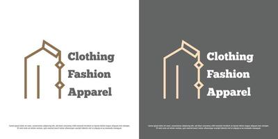 Shirt clothing logo design illustration. Silhouette line art shirt tailor tuxedo apparel designer fashion lifestyle. Business boutique salon store trend wear simple flat icon symbol. vector