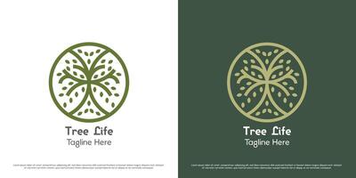 Oak tree logo design illustration. Silhouette of green tree plant olive leaves seed sprout fresh rural bio evergreen foliage garden floral park nature. Modern minimalist simple flat icon symbol vector