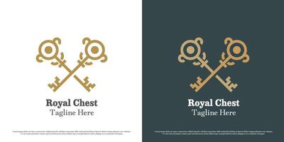 Vintage key logo design illustration. Silhouettes of royal objects royal crest pride majestic metal iron golden antique. Flat icon symbol simple minimal minimalist elegant luxury classic old imperial. vector