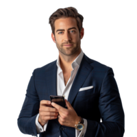 Portrait of confident business man isolated on transparent background png