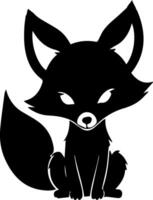 Minimalist Black Fox Silhouette Sitting Elegantly Against a White Background vector